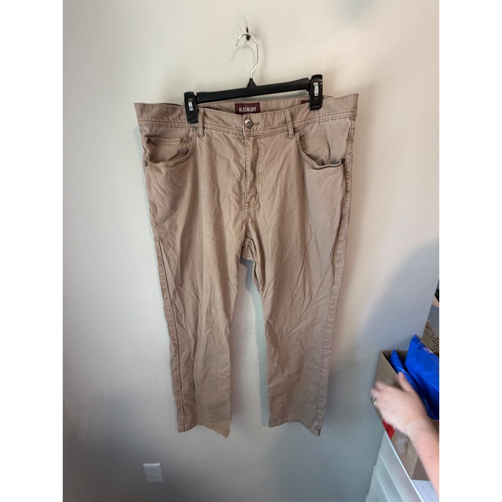 Alesbury Mens Straight Leg Khaki Tan Textured Corduroy Pants 38x30